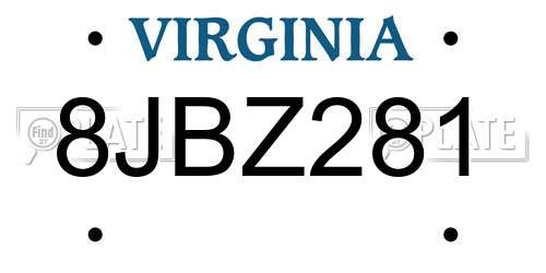 8JBZ281 Virginia License Plate