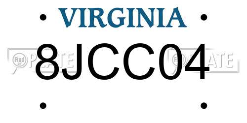 8JCC04 Virginia License Plate