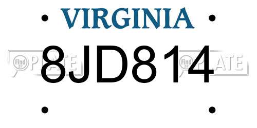 8JD814 Virginia License Plate