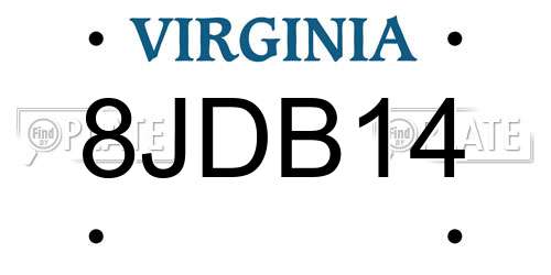 8JDB14 Virginia License Plate