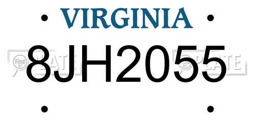 8JH2055 Virginia License Plate