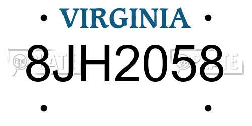 8JH2058 Virginia License Plate