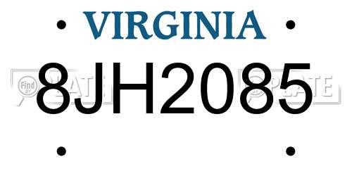 8JH2085 Virginia License Plate