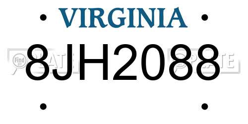 8JH2088 Virginia License Plate