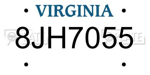 8JH7055 Virginia License Plate