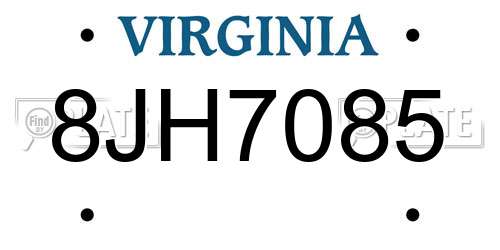 8JH7085 Virginia License Plate