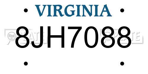 8JH7088 Virginia License Plate