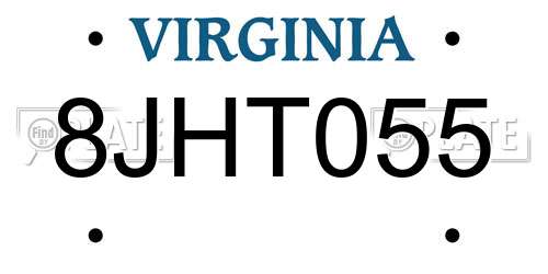 8JHT055 Virginia License Plate