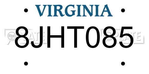 8JHT085 Virginia License Plate