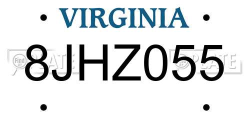 8JHZ055 Virginia License Plate