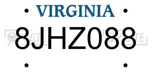 8JHZ088 Virginia License Plate