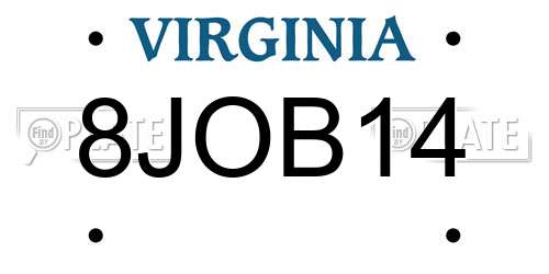 8JOB14 Virginia License Plate