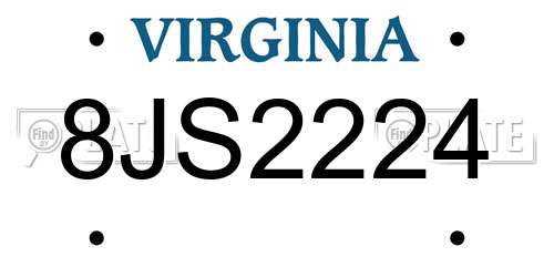 8JS2224 Virginia License Plate