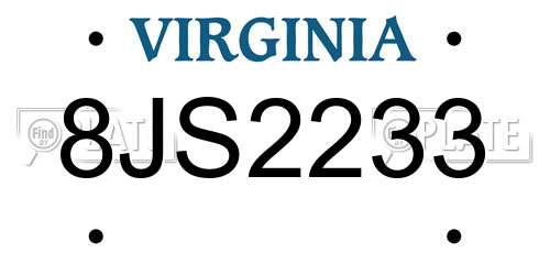 8JS2233 Virginia License Plate
