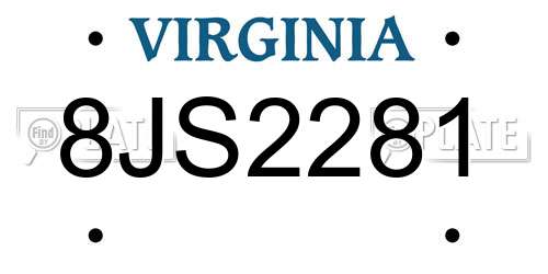8JS2281 Virginia License Plate