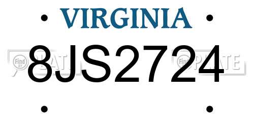 8JS2724 Virginia License Plate