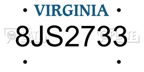 8JS2733 Virginia License Plate