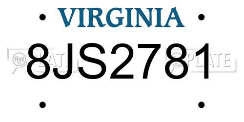 8JS2781 Virginia License Plate