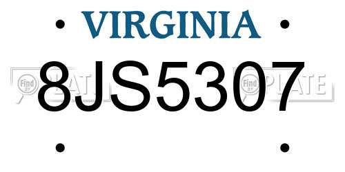 8JS5307 Virginia License Plate
