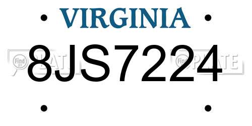 8JS7224 Virginia License Plate