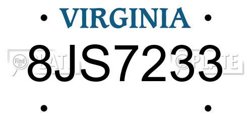8JS7233 Virginia License Plate