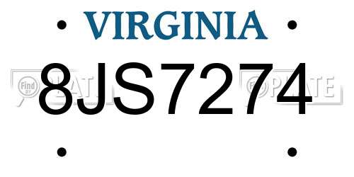 8JS7274 Virginia License Plate