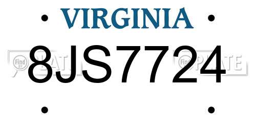 8JS7724 Virginia License Plate