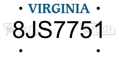 8JS7751 Virginia License Plate