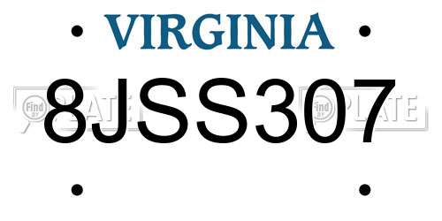 8JSS307 Virginia License Plate