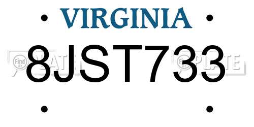 8JST733 Virginia License Plate