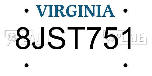 8JST751 Virginia License Plate