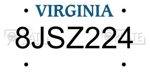 8JSZ224 Virginia License Plate