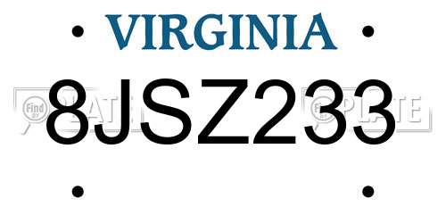 8JSZ233 Virginia License Plate