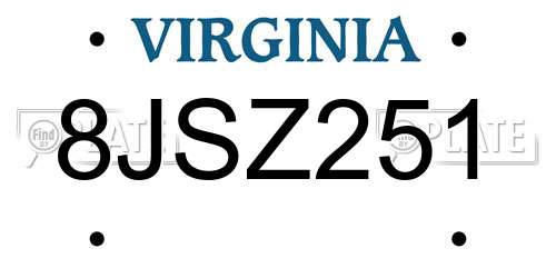8JSZ251 Virginia License Plate