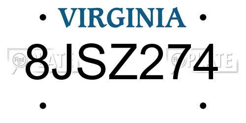 8JSZ274 Virginia License Plate