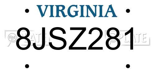 8JSZ281 Virginia License Plate