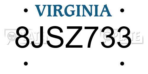 8JSZ733 Virginia License Plate