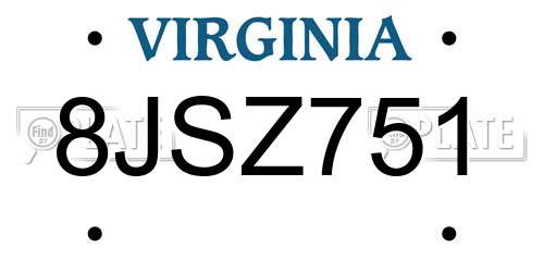 8JSZ751 Virginia License Plate