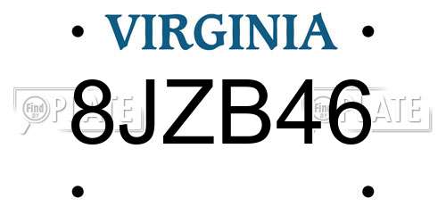8JZB46 Virginia License Plate