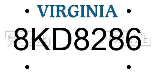 8KD8286 Virginia License Plate