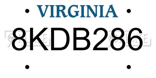 8KDB286 Virginia License Plate