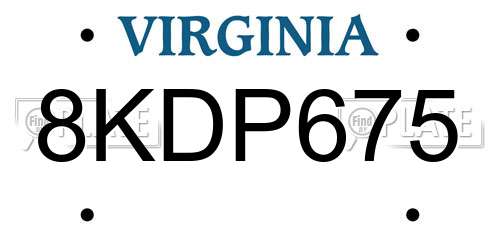 8KDP675 Virginia License Plate