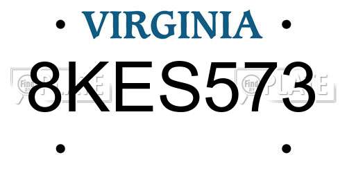 8KES573 Virginia License Plate