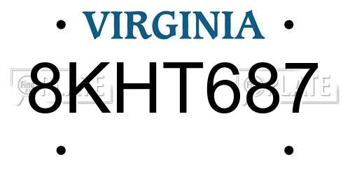 8KHT687 Virginia License Plate