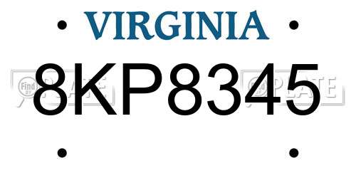 8KP8345 Virginia License Plate