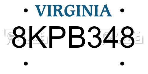 8KPB348 Virginia License Plate