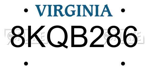 8KQB286 Virginia License Plate
