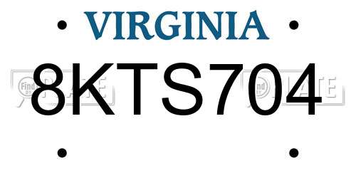 8KTS704 Virginia License Plate