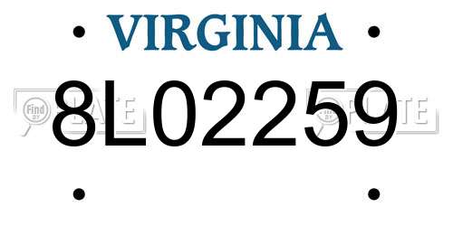 8L02259 Virginia License Plate