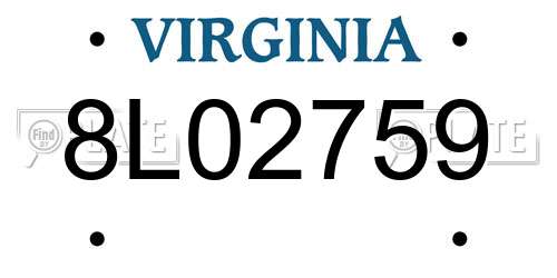 8L02759 Virginia License Plate